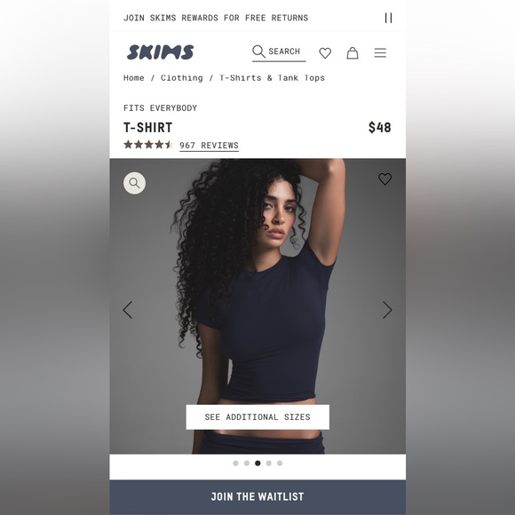 NWT SKIMS Fits Everybody Short Sleeve Tshirt in the color Gunmetal Size Medium - Picture 8 of 8